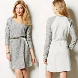Anthropologie Saturday Sunday Gael Dress‎ Small Gray LS Pockets Elastic Waist